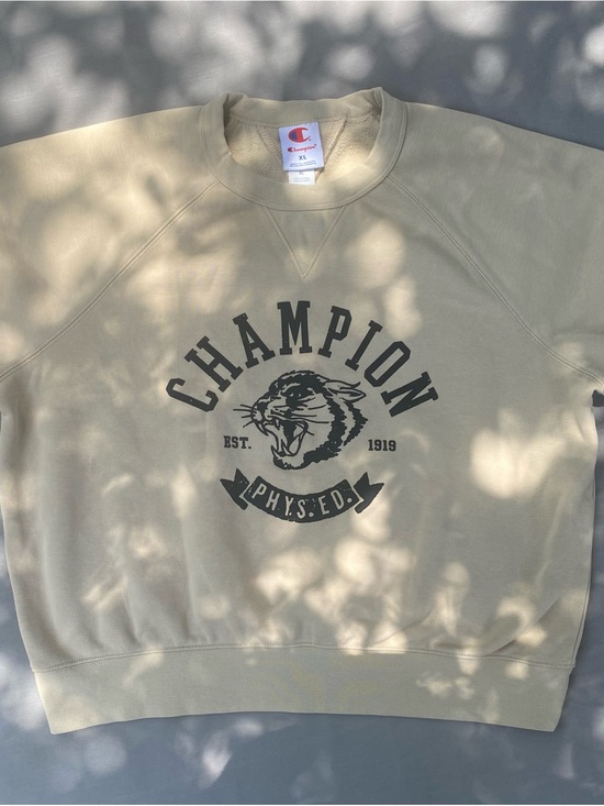Champion Tops - Champion Men’s Crewneck Sweatshirt in Olive Green with Black Graphic
